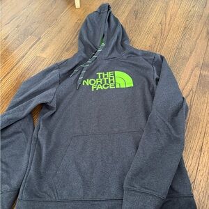 The North Face Men's Charcoal Hoodie with Green Logo